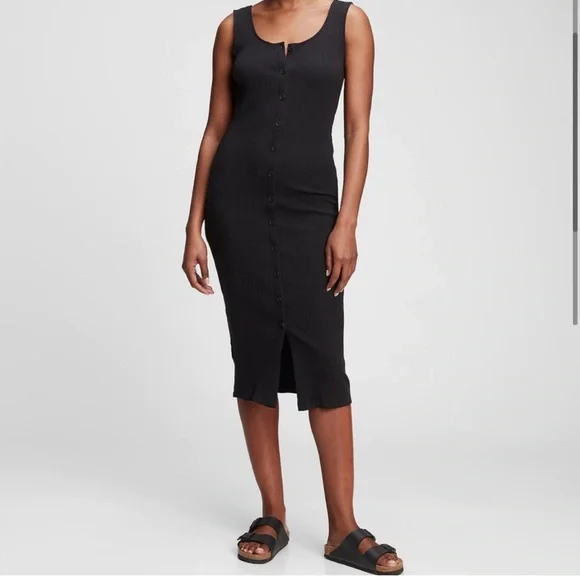 GAP Ribbed Button Down Tank Dress - Picture 1 of 9